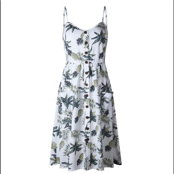 <LAST>Summer ☀️ Floral Leaf Midi Sundress Dress - Picture 2 of 7